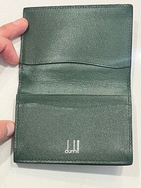 dunhill Green and Brown Leather Card Holder